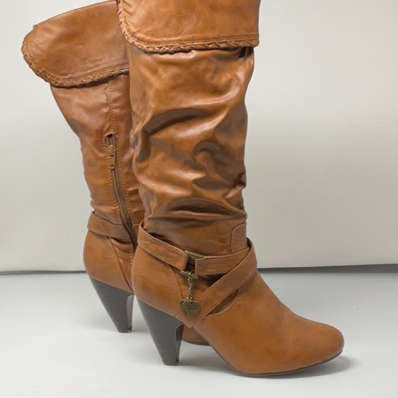 Yoki Shoes Womens Yoki Heeled Boots Chestnut Brown Size 95 Poshmark